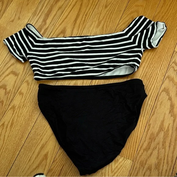 MICHAEL Michael Kors Off the Shoulder Swim Top and High Waist Bottom - Picture 6 of 6